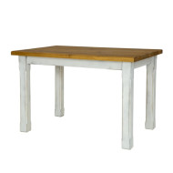 Rustikální jídelní stůl POPRAD WHITE MES02A 180x90 cm:bílá patina-světlý vosk