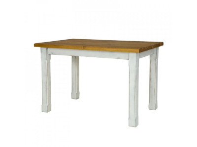 Rustikální jídelní stůl POPRAD WHITE MES02A 180x90 cm:antická bílá-tmavý vosk