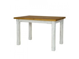 Rustikální jídelní stůl POPRAD WHITE MES02B 160x80 cm:bílá patina-tmavý vosk
