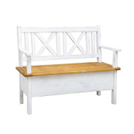 Rustikální lavice POPRAD WHITE SIL13 100 cm:bílá patina-tmavý vosk