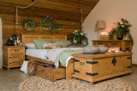 Rustikální postel POPRAD ACC03 200x200 cm:tmavý vosk