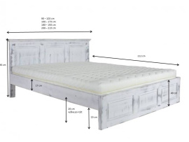 Rustikální postel POPRAD WHITE ACC03 90x200 cm:bílá patina