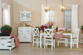 Rustikální jídelní stůl POPRAD WHITE MES01A 120x80 cm:bílá patina