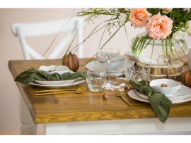 Rustikální jídelní stůl POPRAD WHITE MES01A 80x80 cm:bílý vosk-tmavý vosk