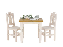 Rustikální jídelní stůl POPRAD WHITE MES01A 80x80 cm:anticka bílá-světlý vosk