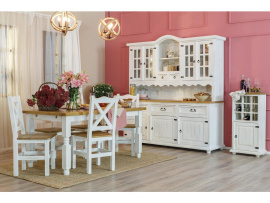 Rustikální jídelní stůl POPRAD WHITE MES01B 120x80 cm:antická bílá-světlý vosk