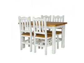 Rustikální jídelní stůl POPRAD WHITE MES02A 120x80 cm:bílá patina-světlý vosk
