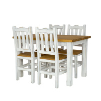 Rustikální jídelní stůl POPRAD WHITE MES02A 180x90 cm:bílý vosk-tmavý vosk