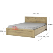 SAPORO postel 140 s úložným prostorem dub navara