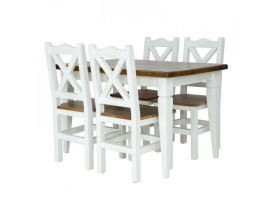 Rustikální jídelní stůl POPRAD WHITE MES03A 200x100 cm:antická bílá-světlý vosk