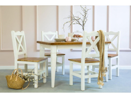 Rustikální jídelní stůl POPRAD WHITE MES03A 160x80 cm:antická bílá-tmavý vosk