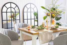 Rustikální jídelní stůl POPRAD WHITE MES13A 160x80 cm:antická bílá-tmavý vosk