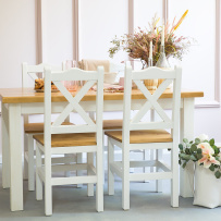 Rustikální jídelní stůl POPRAD WHITE MES13A 140x80 cm:bílý vosk