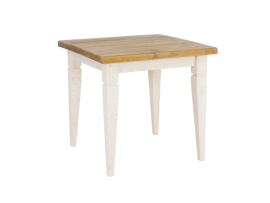 Rustikální jídelní stůl POPRAD WHITE MES03B 80x80 cm:bílá patina-světlý vosk