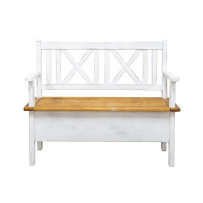 Rustikální lavice POPRAD WHITE SIL13B 120 cm:bílá patina-světlý vosk