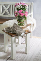 Rustikální taburet POPRAD WHITE SIL21:bílá patina-tmavý vosk