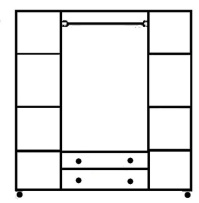 Skříň z borovice se zrcadlem S4+2PL 163x210x62:bezbarvý lak