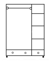 Skříň z borovice se zrcadlem 3+2PL 131x190x57: bezbarvý lak